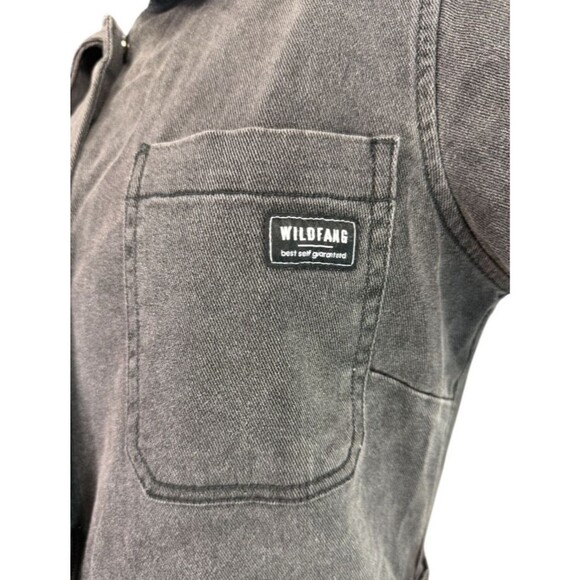 Wildfang The Essential Denim High Waisted Coverall Short Sleeve Dark Gray $178 S - Picture 9 of 11